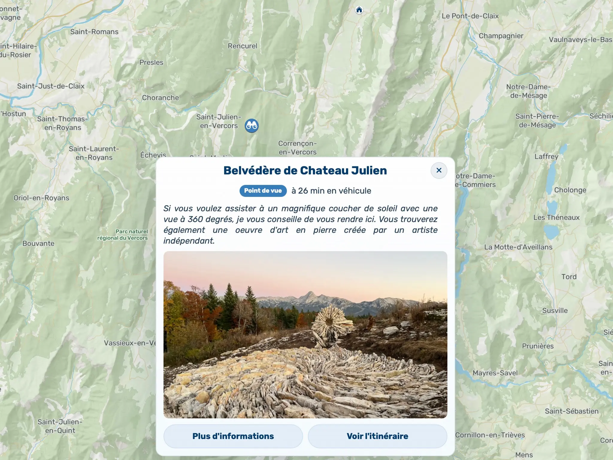 Recommandations locales affichées sur une carte Logenote