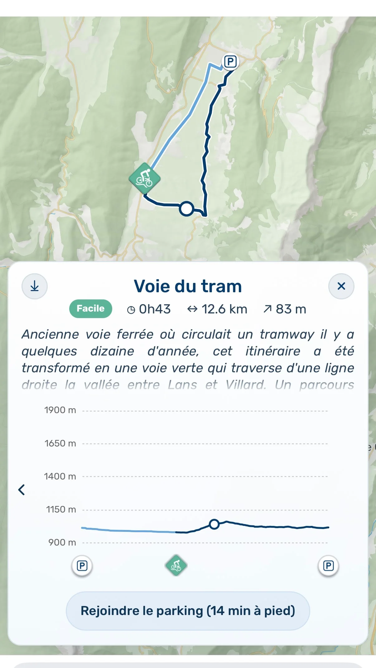 Détails d’un itinéraire avec informations utiles pour les voyageurs